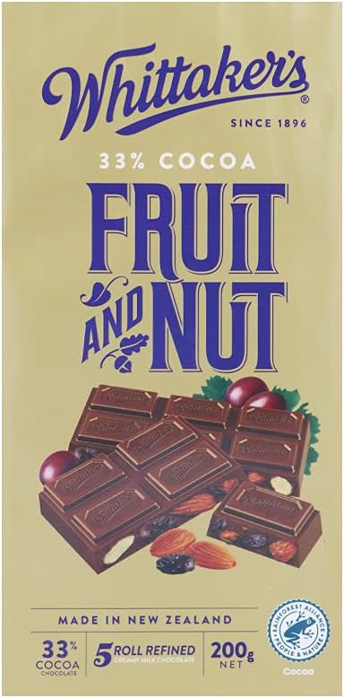 Whittaker's Fruit and Nut milk chocolate block front view
