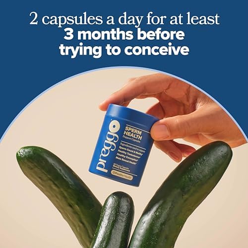 O Positiv Preggo Sperm Health capsules showing clean vegan and gluten free product certification badges