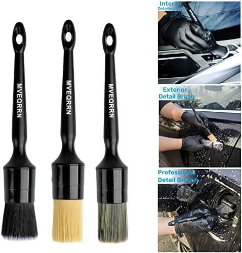 Two multicolored car detailing utility brushes demonstrating the ergonomic non slip comfort grip handles