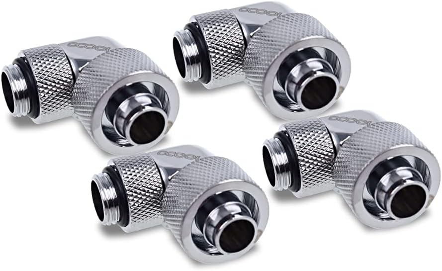 Alphacool Eiszapfen 90-degree compression fitting front view chrome finish
