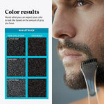 Before and after results using Just For Men gray coverage beard color