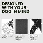 BRONZEDOG stainless steel basket muzzle highlighting the wide open spaces for drinking water