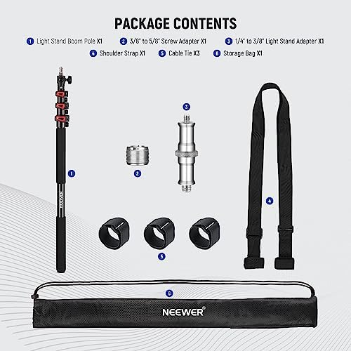 Neewer MS-230C boom pole setup with organized cables using the included ties