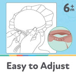 Close-up details of the premium phthalate-free material on the Nuby toddler bath hat.