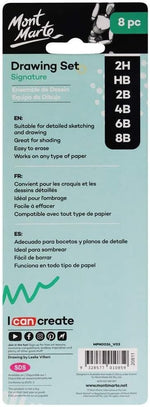 Mont Marte signature sketching pencils arranged to show different grades