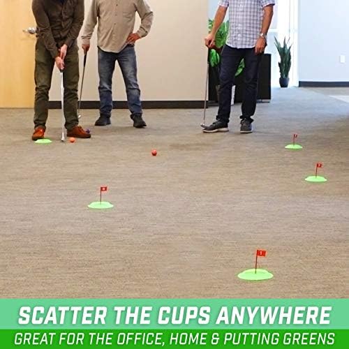 GoSports mini golf set components with putting cups and flags