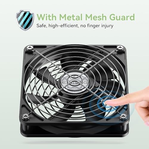 ELUTENG 5V USB powered fan displaying real time temperature readouts on the integrated electronic thermostat panel.