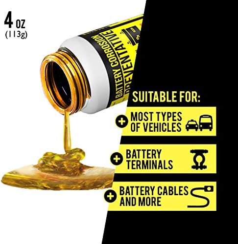 Close up of battery terminal protected with Mission Automotive grease