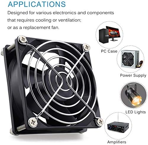 GDSTIME 80x80x25mm brushless DC motor fan side profile display highlighting the compact 25mm thickness and airflow arrows.