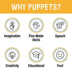 Hand puppet showing the interior mouth control mechanism