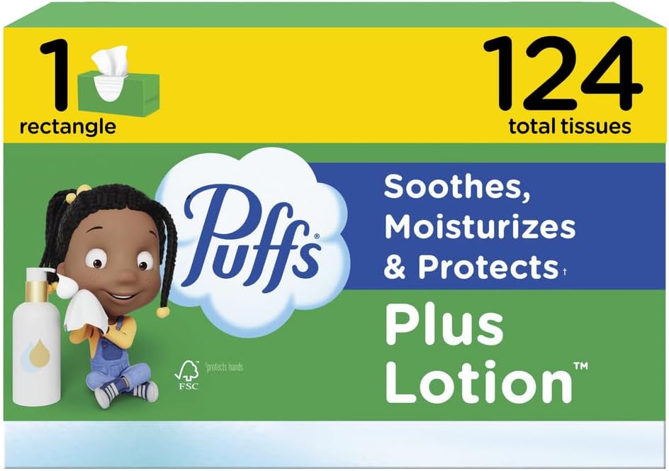 Puffs facial tissues front view family box