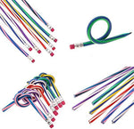 Children using flexible magic striped pencils for school