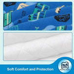 Close-up view of the interior six layer absorbent crotch construction featuring the soft muslin and cotton lining.