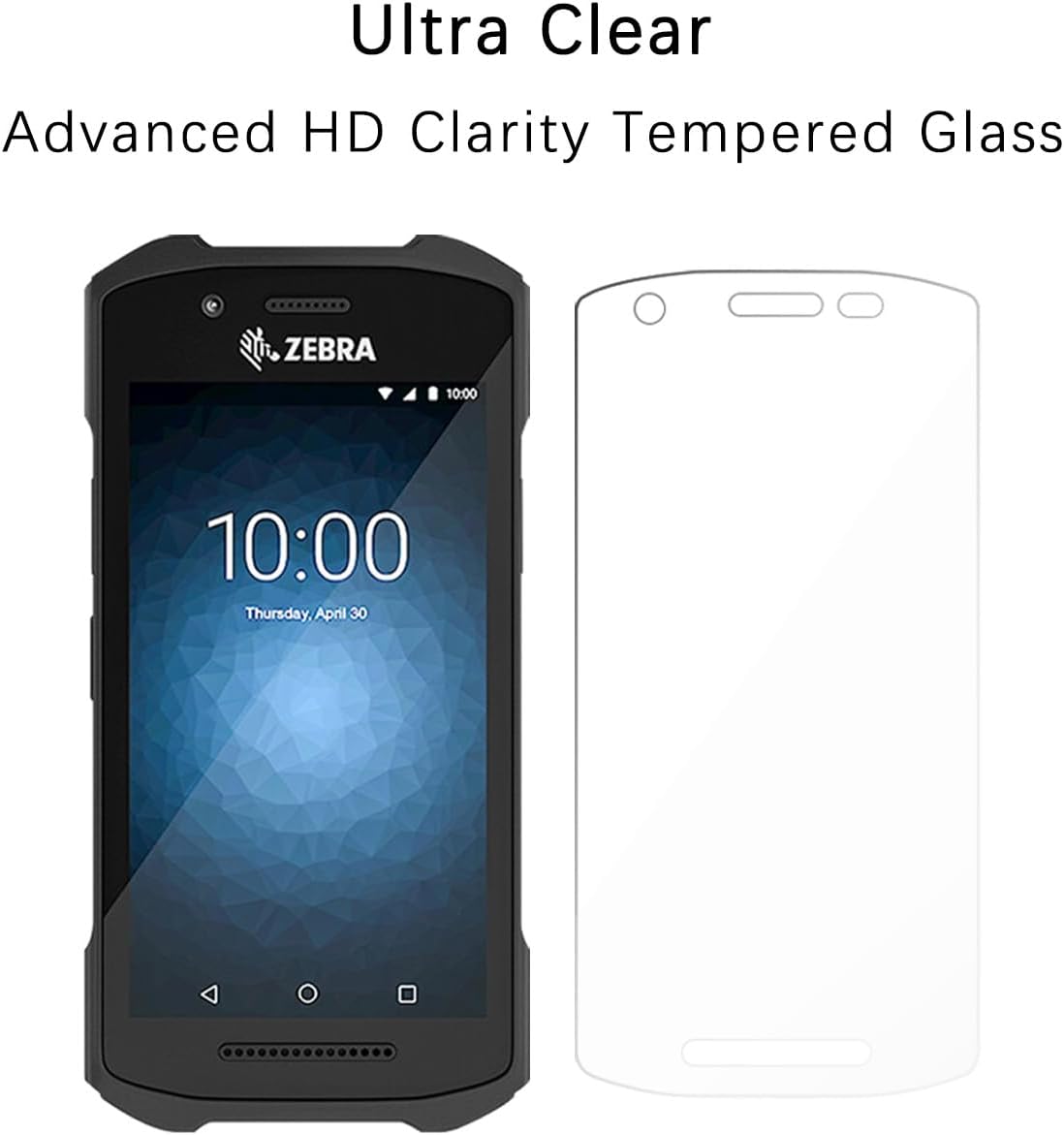 Tempered glass screen protector applied on Zebra mobile computer