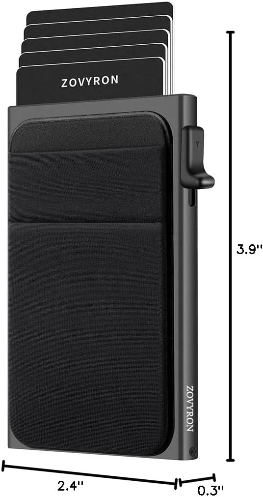 Zovyron men minimalist wallet packaging and layout.