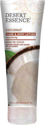 Desert Essence coconut body lotion back label with ingredients