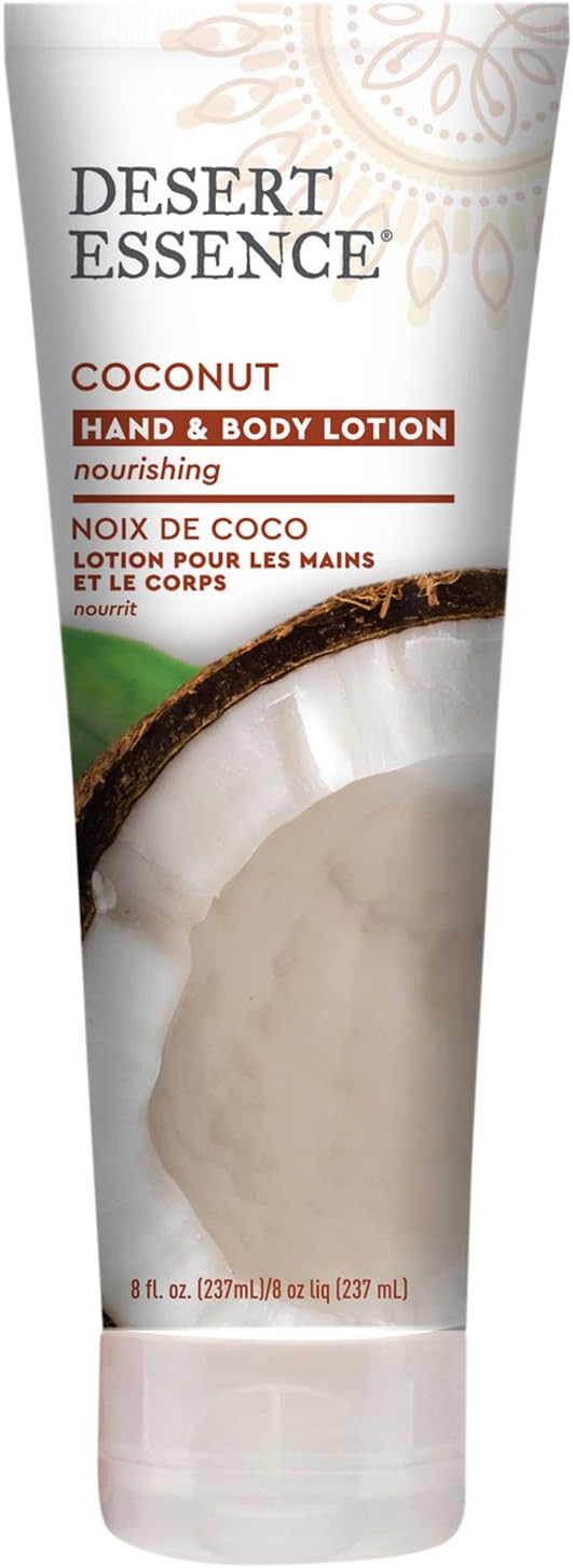 Desert Essence coconut body lotion back label with ingredients