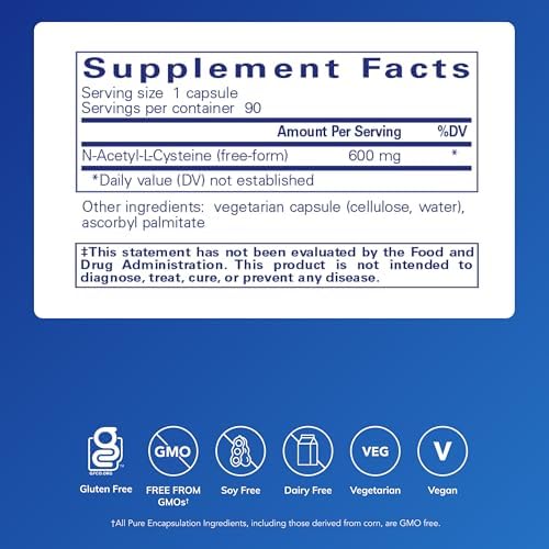 Pure Encapsulations NAC supplement label details