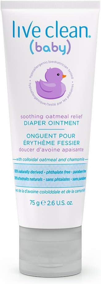 Live Clean baby soothing oatmeal relief diaper ointment front view