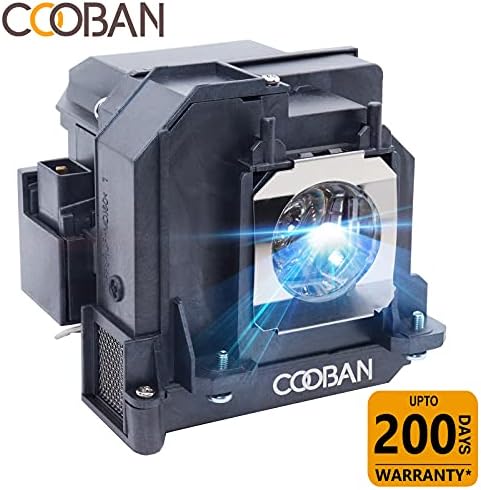 Cooban V13H010L91 projector replacement bulb displaying the durable plastic cage and secure wiring connectors.