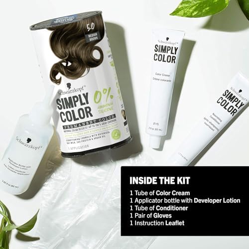 Schwarzkopf Simply Color permanent hair color cream and developer bottle set
