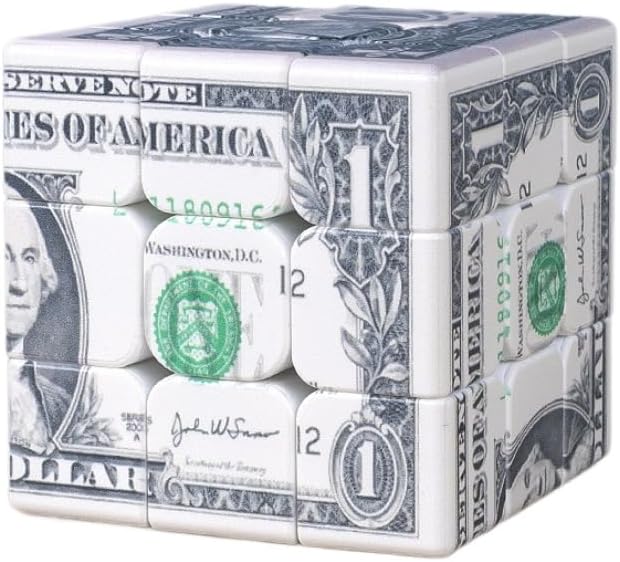 Top view of Cuberspeed US dollar bill magic puzzle cube