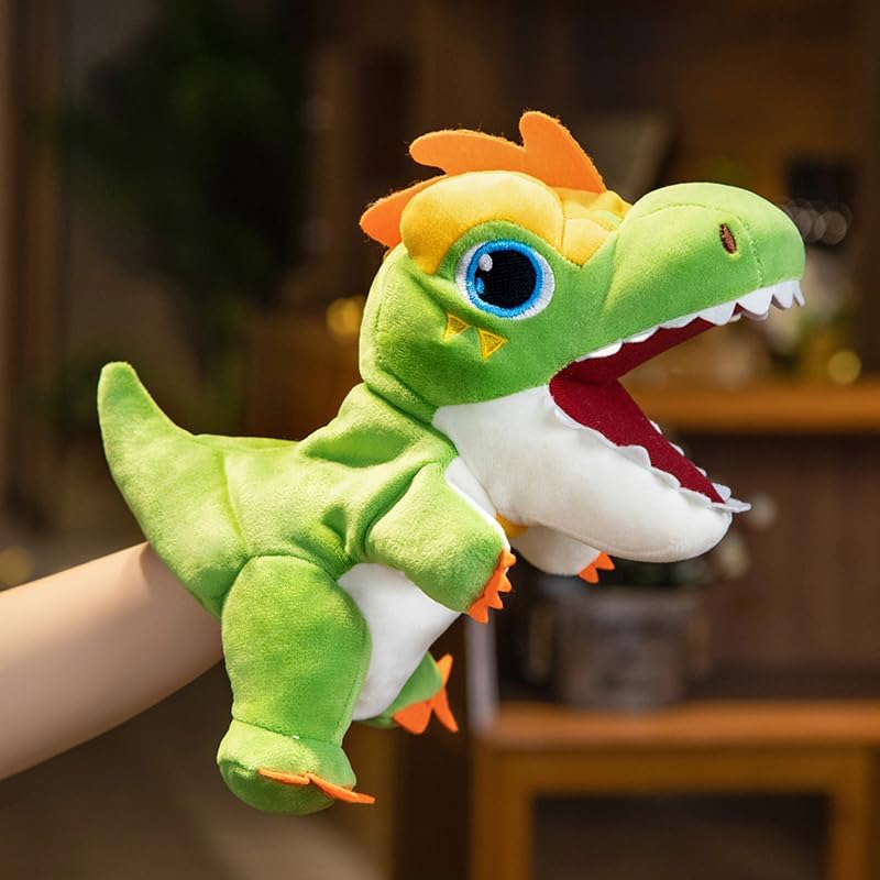 Chi-Chimpu Toys Cuteoy green T-Rex plush hand puppet front view