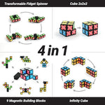 Compact imported stress relief fidget cube being unfolded into an infinity cube configuration.