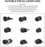Dustproof and shockproof camera lens accessory sitting next to professional gear bag