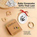 Mess free newborn impression kit demonstrating how to capture dog paw prints safely.