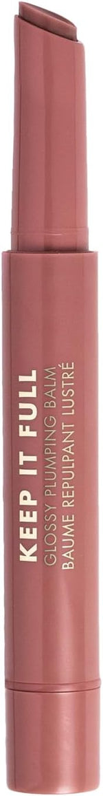 Milani Keep It Full Plumping Balm 140 Moi being applied to demonstrate its sheer glossy tint.