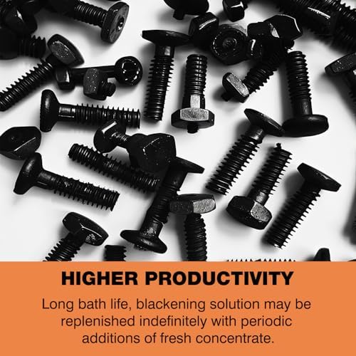 Ferrous iron parts before and after application of the uniform satin black patina coating