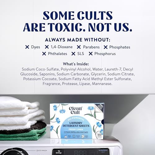 Cleancult eco friendly sixty loads fresh linen laundry sheets open box view