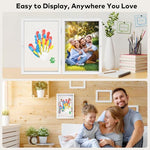 Omrhvi handprint kit unboxed with all included accessories including dust stickers and enlarged brush.