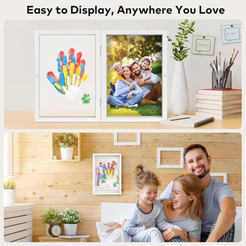 Omrhvi handprint kit unboxed with all included accessories including dust stickers and enlarged brush.