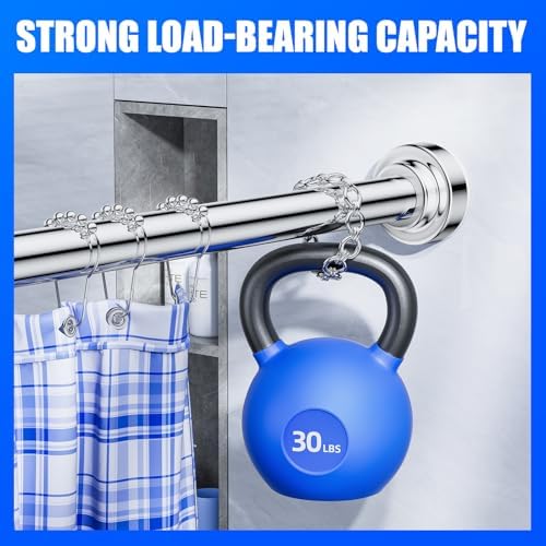 Adjustable stainless steel shower curtain rod showing extending mechanism
