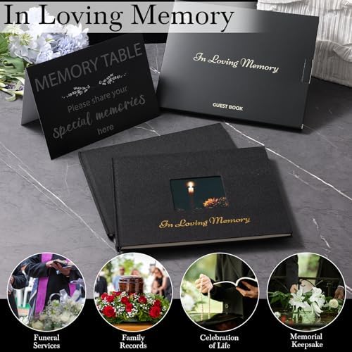 Xkdous funeral guest book set with accessories on display