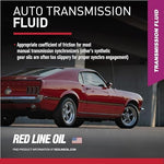 Close up of the back label instructions on Red Line D4 synthetic transmission fluid
