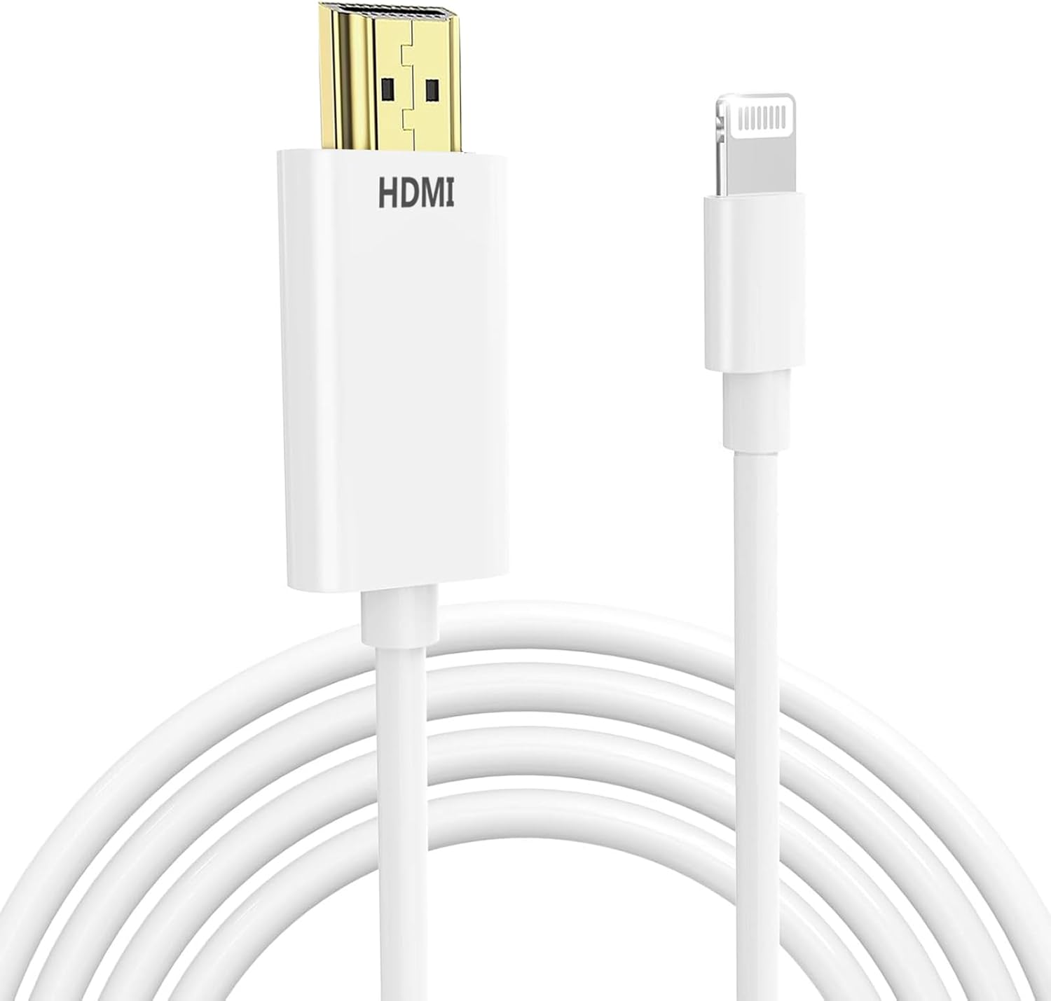 KikoSaka Lightning to HDMI cable for iPhone front view displaying the connectors.