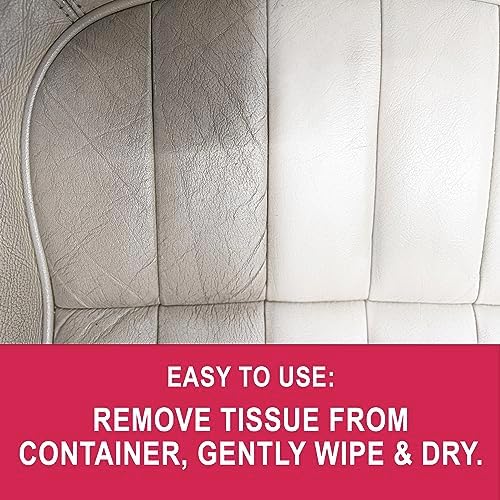 Close up of Mohawk 40 count leather cleaning wipes packaging for pigmented leather