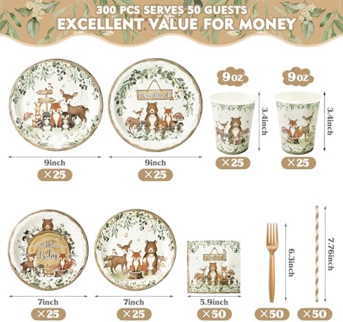 Full set of Kinovo safari party supplies including cups and gold forks