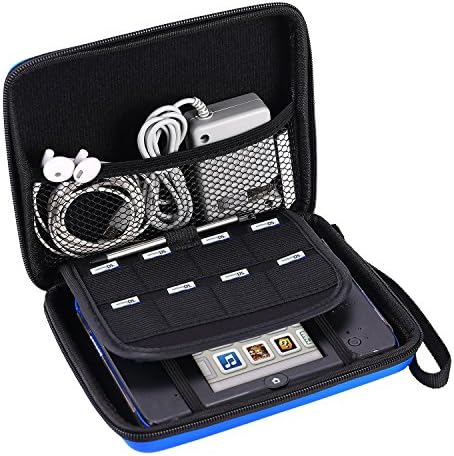 Akwox blue travel case showing Nintendo 2DS console storage