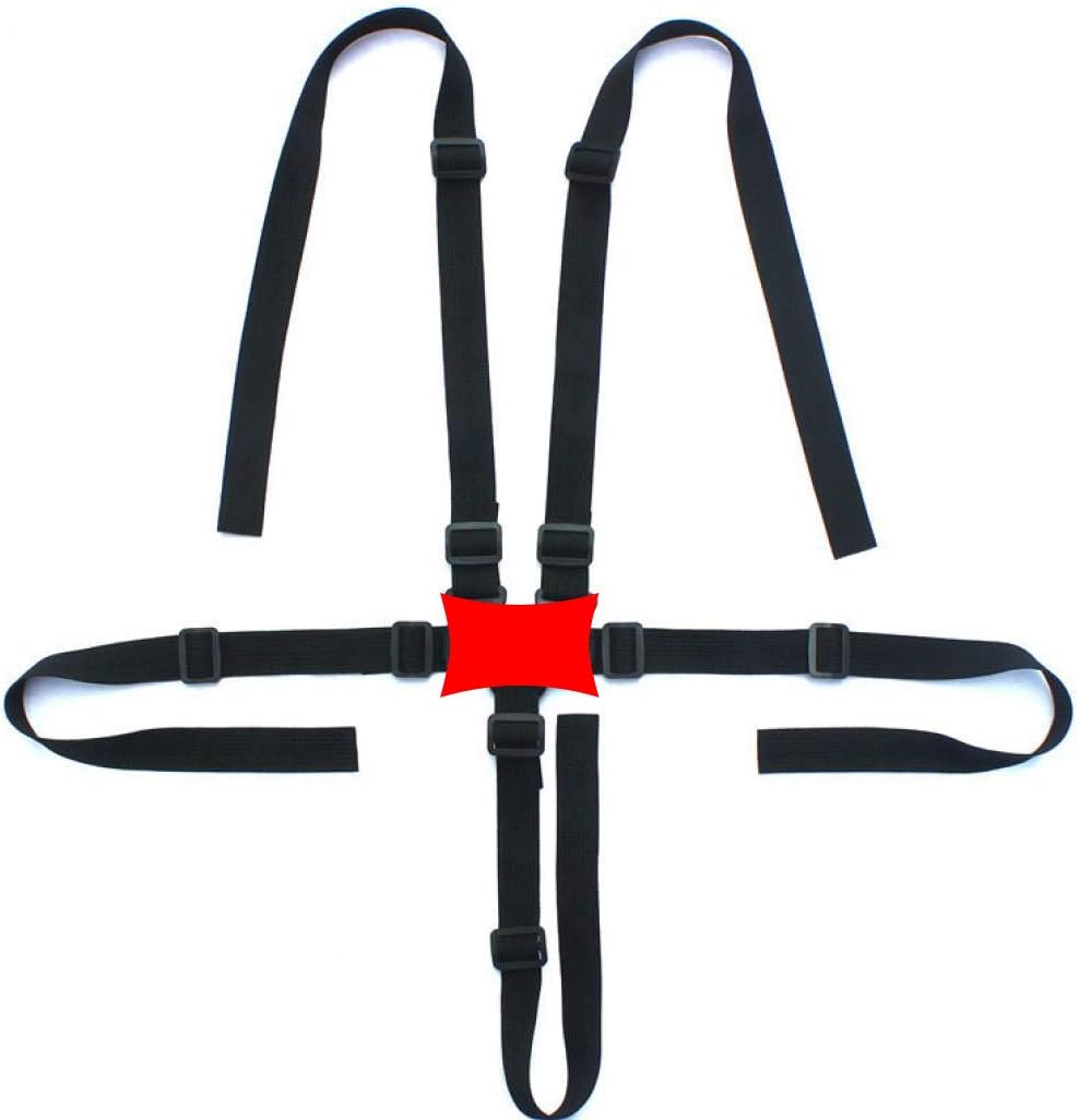 Ponini universal five point stroller replacement harness straps front view black nylon webbing
