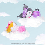 Back view of Jazwares Kuromi sleeping plush showing fuzzy material