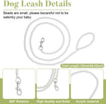 Premium faux pearl beaded dog leash with heavy duty silver attachment clasp