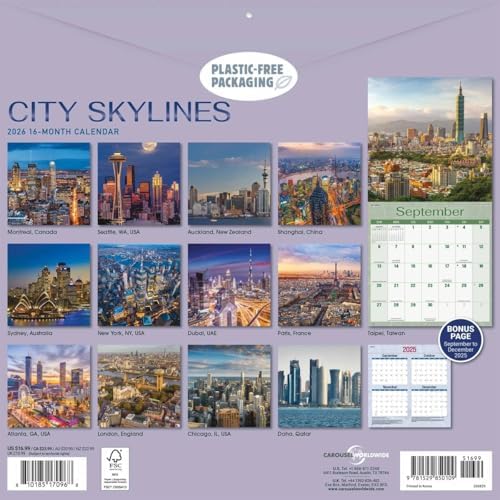 Carousel Calendars, City Skylines 2026 Wall Calendar - Image 4