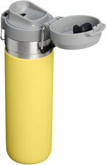 Leakproof stainless steel gym water bottle with convenient carry handle latch
