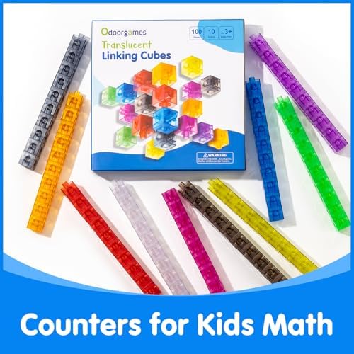 One hundred pieces of early learning sorting blocks arranged neatly by color category