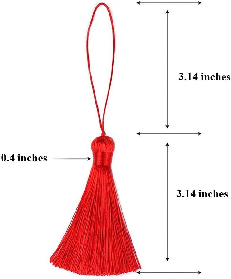Side profile of Makhry 8 pieces decorative tassels with hanging loops