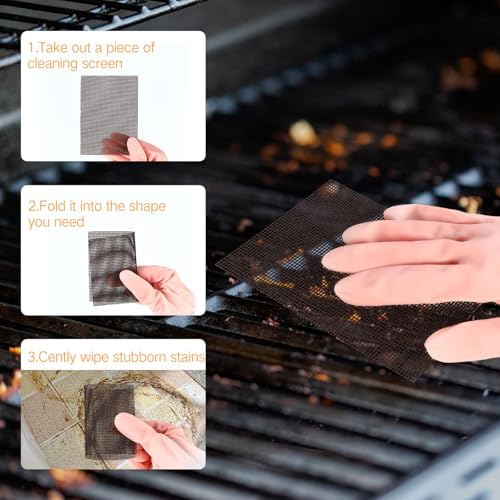 Close up detail of abrasive mesh texture on griddle screen